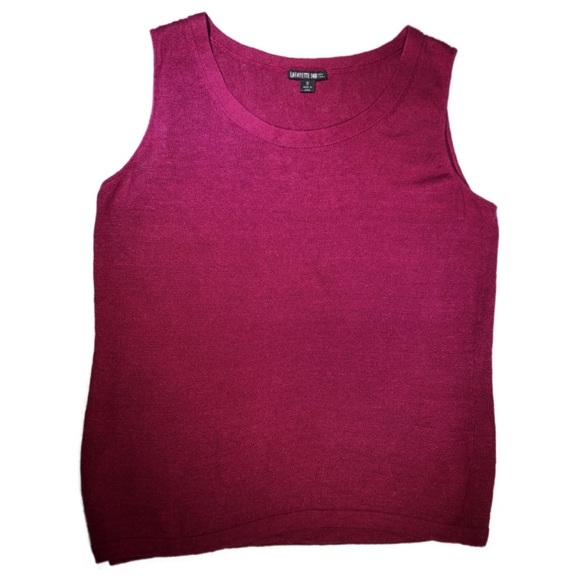 Lafayette 148 Magenta Stretch Knit Linen Sleeveless Shell Tank - Small - Picture 3 of 6